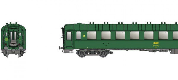 MW 40907  OCEM B10 avec feux de fin de convoi, Vert, Chassis gris, UIC