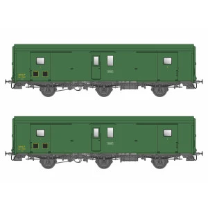 MW106 Set de 2 wagons fourgon 3 essieux, PLM, Dd2, Vert 301, ep.IIIc-d, feux fin de convoi