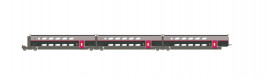 HJ3017 SET DE 3 VOITURES INTERMÉDIAIRE TGV DUPLEX CARMILLON, SNCF, 2ÈME CLASSE