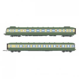 HJ2429 AUTORAIL DIESEL RGP 2 X 2719 + REMORQUE XR 7708, SNCF, VERT/BEIGE AVEC DÉFLECTEURS DE FUMÉE