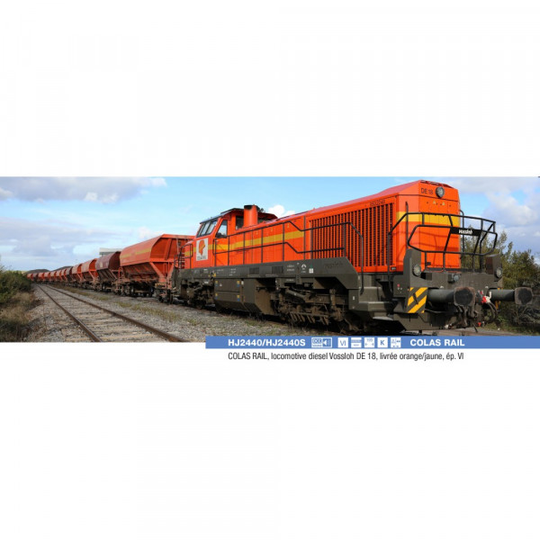 HJ2440 Locomotive diesel Vossloh DE 18, COLAS Rails, livrée orange/jaune