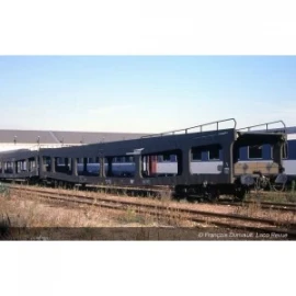 HJ4188 Wagon porte-auto DD DEV 66, livré vert avec logo casquette blanc, SNCF