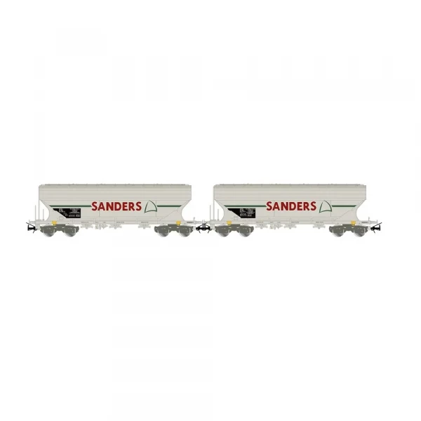 HJ6312 Set 2 wagons trémies, «&nbsp;Sanders&nbsp;», parois planes, SNCF, Ep. V