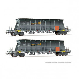 HJ6209 Coffret 2 wagons trémie à bogies EF60 “Millet”, plaques oranges, SNCF