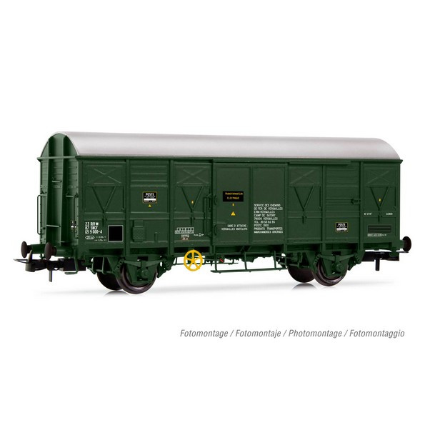 HJ6215 Wagon couvert à essieux G4, service des armées, vert olive, SNCF