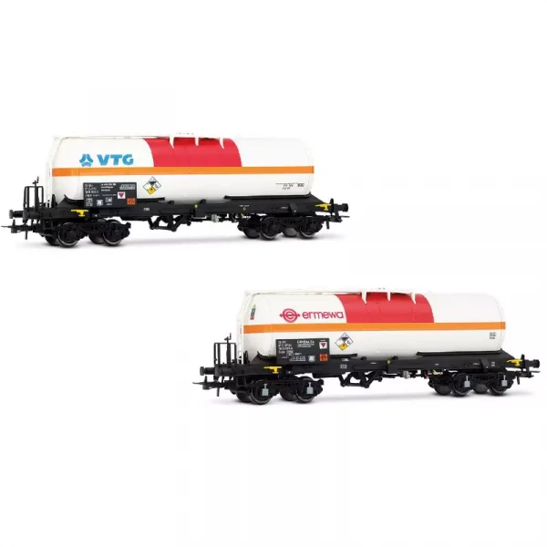 HJ6250 Set de 2 wagons-citernes transport de chlore, VTG + Ermewa, SNCF