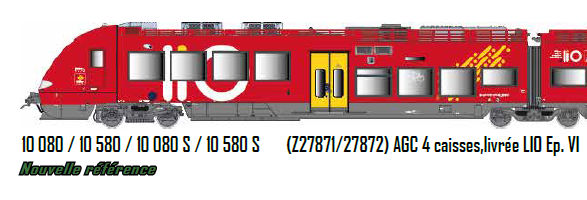 LS 10080S AGC Z27871 / Z27872, 4 éléments, livrée LIO « Occitanie », Sncf, Ep VI