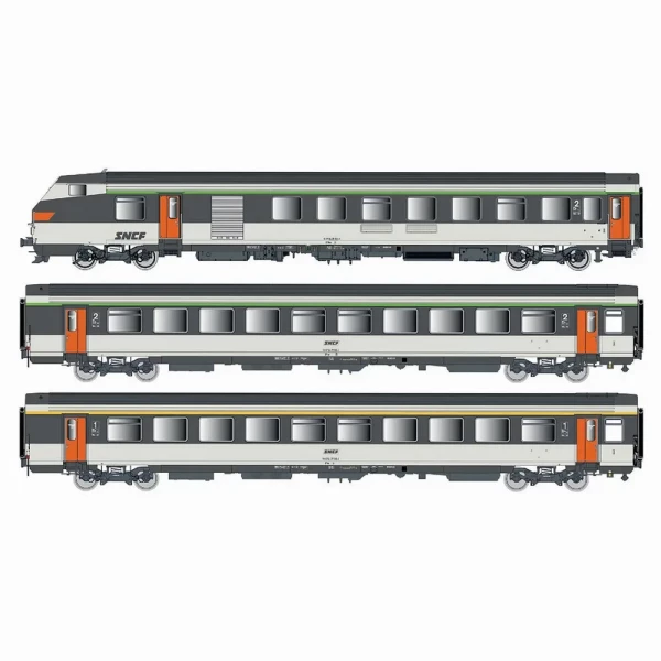 LS 41250DC Set de 3 voitures Corail d’origine VU + VTU, voiture pilote, SNCF, logo encadré