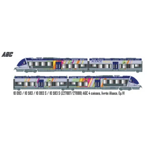 LS 10093S Autorail AGC Z 27887, 4 caisses, Bleu / Gris, livrée ALSACE