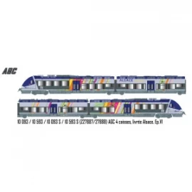 LS 10093S Autorail AGC Z 27887, 4 caisses, Bleu / Gris, livrée ALSACE