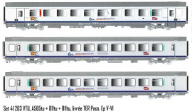 LS 41203 ENSEMBLE DE 3 VOITURES CORAIL A5B5TU 1°CL / B11TU 2°CL LIVREE TER PACA SNCF