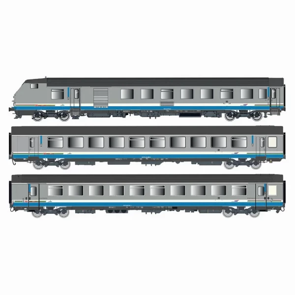 LS 41253DC Set de 3 voitures VU + VTU, voiture pilote, SNCF, TER Rhône-Alpes, logo Casquette