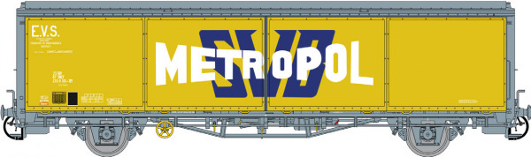 LS 30679 WAGON EVS, HBIS, SNCF, JAUNE/GRIS PAROIS PLANES, METROPOL