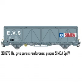 LS 30678 WAGON EVS, HS, SNCF, GRIS, PAROIS RENFORCÉES, PLAQUE SIMCA