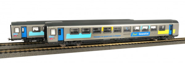 PI97312 Set de 2 voitures Corail Vtu, 2ème classe, Fluo Grand Est, SNCF