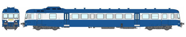 MB-163S Autorail X 2816 modernisé, Bleu 202, Blanc 708 et Gris 804, logo en relief, LYON-VAISE, SNCF