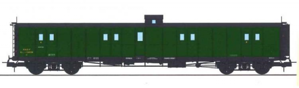 VB-347 FOURGON ex-PLM, vert PLM, vigie, échelle, toit et bouts noirs SNCF N°24636