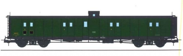 VB-348 FOURGON ex-PLM, vigie, échelle, toit et bouts noirs, vert 306 SNCF N°24603