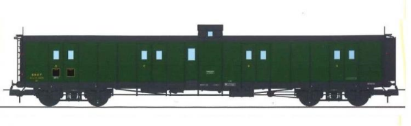 VB-349 FOURGON ex-PLM, vigie, échelle, toit et bouts noirs, vert 306 SNCF N°24578