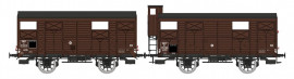 WB-701 Set de 2 Wagons COUVERTS PLM 20 T brun wagon 540, N° K 373575 avec renforts de caisse en Z, et N° Kf 391789 avec guérite, SNCF