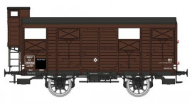 WB-703 Wagon COUVERT PLM 20 T brun wagon 540, N° Kf 389064 avec guérite, SNCF