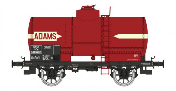 WB-708 Wagon citerne ADAMS, rouge châssis noir, SNCF