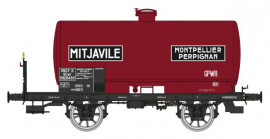 WB-711 Wagon citerne avec plateforme MITJAVILLE , rouge châssis noir, SNCF