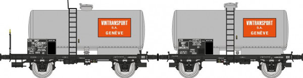 WB-716 SET DE 2 WAGONS CITERNES OCEM 29, SNCF, MÉTAL CHÂSSIS NOIR, VINTRANSPORT GENEVE