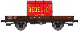 WB-610 Plat OCEM 29 Brun SNCF Jho 104985 Freiné, Boite à Rouleau, Roues pleines Ep.III B + CADRE “BEDEL & Cie”